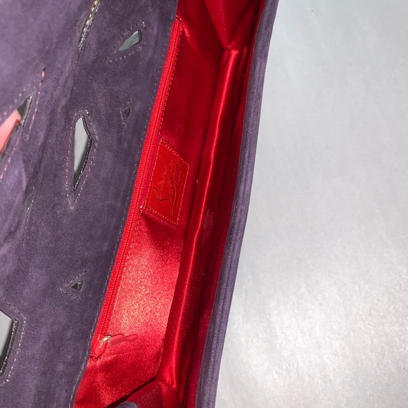 CHRISTIAN LOUBOUTIN purple suede laser cut CLUTCH - Picture 11 of 12